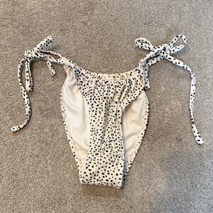 Xhilaration Cream Black Leopard Print Side Tie Cheeky Bikini Bottoms Size M
